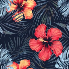 Hawaiian graphics Hawaiian shirt, Seamless pattern For clothing and decorative work generative ai art