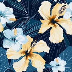 Hawaiian graphics Hawaiian shirt, Seamless pattern For clothing and decorative work generative ai art - obrazy, fototapety, plakaty