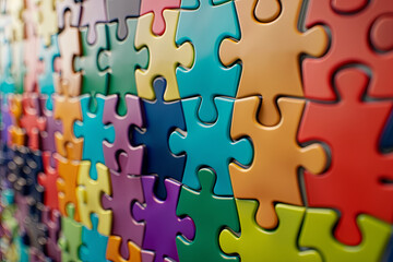 Colorful jigsaw puzzle for background