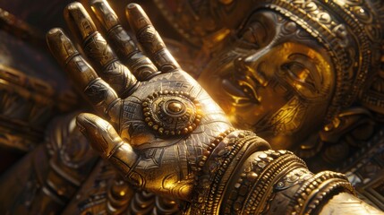 Hindu God Ganesha, close-up of hands. - obrazy, fototapety, plakaty