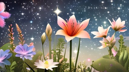flowers with shining background