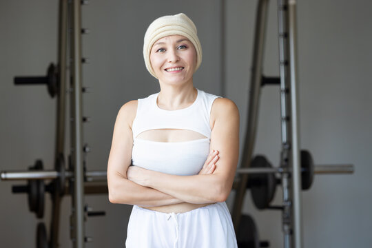Healthy and fit woman getting well after cancer treatment, concept image of cancer medical care, overcoming cancer sickness, alternative tumor medical treatment