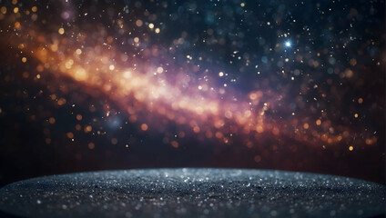 Ethereal Podium with a blurred or bokeh background of Cosmic Dust Trails