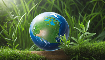 Nature, plant being born and globe