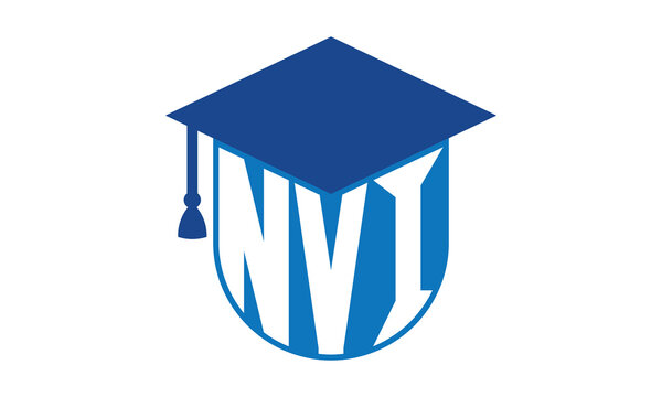 NVI initial letter academic logo design vector template. school college logo, university logo, graduation cap logo, institute logo, educational logo, library logo, teaching logo, book shop, varsity	