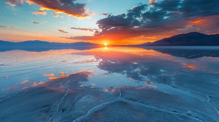 Art Deco of Saltflat mirror sunrise