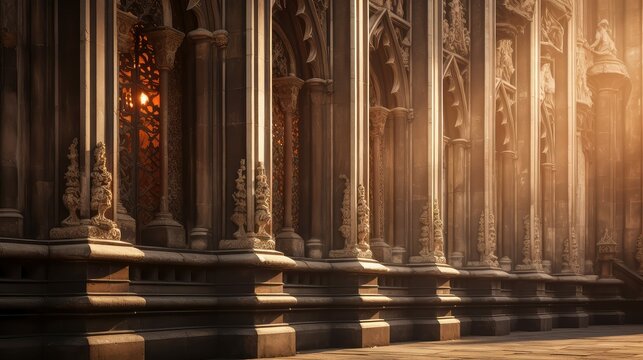 cross background church building illustration spire organ, choir baptismal, candles pulpit cross background church building