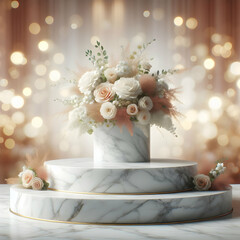 Photoreal 3D with Elegant Marble Podium with a blurred or bokeh background of Floral Arrangement (1).jpg