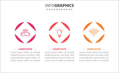 Vector business template for presentation. Timeline infographic design element and number options. Business concept with 3 steps. Can be used for workflow layout, diagram, annual report, web design.