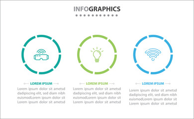 Vector business template for presentation. Timeline infographic design element and number options. Business concept with 3 steps. Can be used for workflow layout, diagram, annual report, web design.