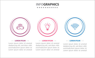 Vector business template for presentation. Timeline infographic design element and number options. Business concept with 3 steps. Can be used for workflow layout, diagram, annual report, web design.