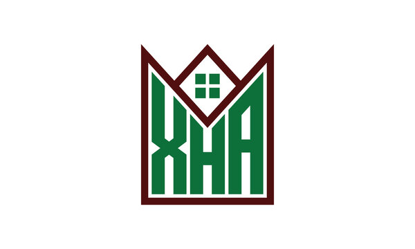 XHA initial letter real estate builders logo design vector. construction, housing, home marker, property, building, apartment, flat, compartment, business, corporate, house rent, rental, commercial