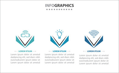 Vector business template for presentation. Timeline infographic design element and number options. Business concept with 3 steps. Can be used for workflow layout, diagram, annual report, web design.