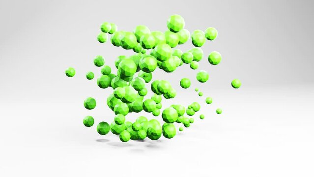 Cube made of spheres 3d render motion graphics animation. Technology or business concept background