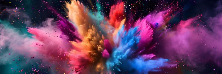 Zelfklevend Fotobehang  colored powders used in Holi festivals © john