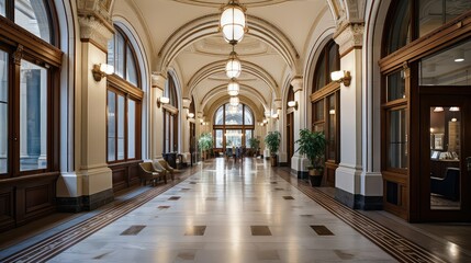 Fototapeta premium modern design office building illustration sleek innovative, sustainable urban, minimalist functional modern design office building