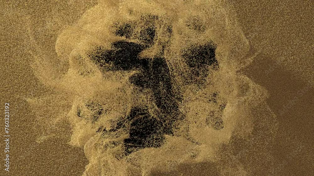 Wall mural sand blowing transition 3d rendering reveal from center on alpha background .