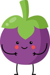 Vector illustration of cute kawaii mangosteen isolated on white background.