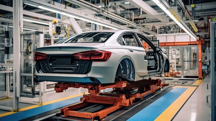 Naklejka premium efficiency digital automobile plant illustration innovation technology, production manufacturing, ization smelectric efficiency digital automobile plant