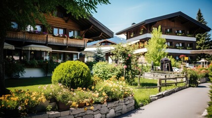 Obraz premium luxury residential hotel building illustration accommodation suites, rooms amenities, service comfort luxury residential hotel building