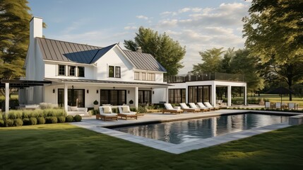 architecture residential farmhouse building illustration design cozy, retreat family, traditional modern architecture residential farmhouse building