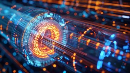 Fototapeta premium Elaborate blueprint illustrates complex structure of fiber optic cable system