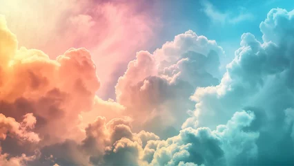 Fotobehang multicolor sky with fluffy cloud landscape background © Jrprr