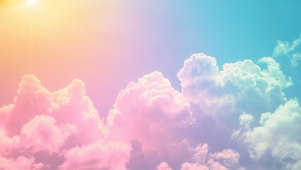 multicolor sky with fluffy cloud landscape background - obrazy, fototapety, plakaty