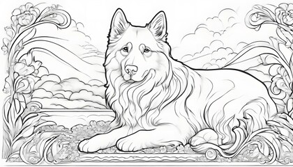 Naklejka premium 塗り絵に使える犬のイラスト