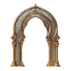 Arabic Golden Arch Frame, 3D Rendered Design Element