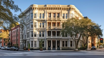 Naklejka premium unit condominium condominium building illustration living luxury, highrise amenities, balcony security unit condominium condominium building