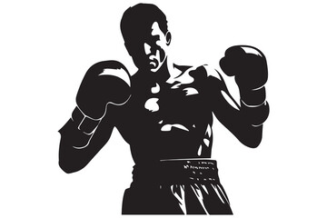 vector illustration of boxer woman silhouette in black