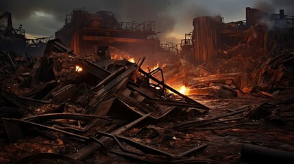 Fototapeta premium furnace heat steel mill illustration metal production, industry manufacturing, smelting casting furnace heat steel mill