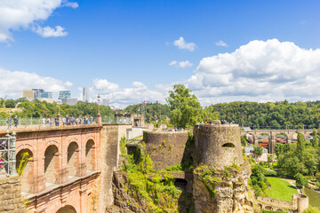Bock Casemates and castle bridge in Luxembourg city