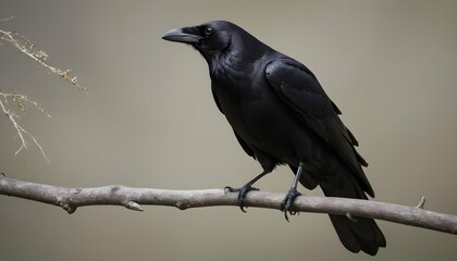 A Crow Perched On A Branch Watching Intently