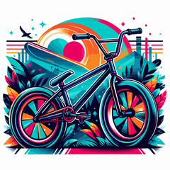 Urban style bmx bicycle jump pop art low poly color vibrant - obrazy, fototapety, plakaty