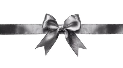Silver bow ribbon is used as a gift material and as a invitation material. Concept of blessing, new year, father's day, Christmas and birthday - obrazy, fototapety, plakaty