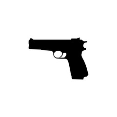 Silhouette of Hand Gun also known as Pistol, Flat Style, can use for Art Illustration, Logo Gram, Pictogram, Website or Graphic Design Element. Vector Illustration