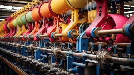 weaving thread textile mill illustration loom fabric, yarn knitting, silk polyester weaving thread textile mill - obrazy, fototapety, plakaty