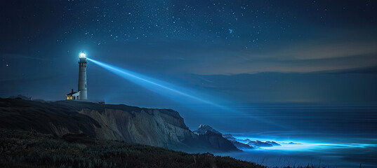 Night Lighthouse Beam