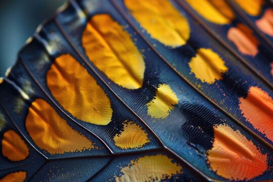 The delicate veins of a butterfly wing showcasing its intricate patterns and vibrant colors