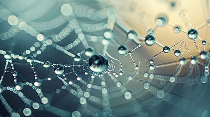 A close-up of raindrops on a spiders silk showcasing the delicate balance and strength of nature