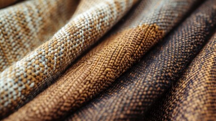 A macro view of fabric textures highlighting the weave and patterns of different materials