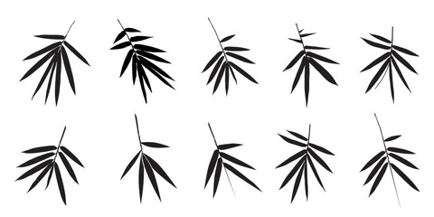 silhouette of a collection of bamboo leaves vector eps 10
