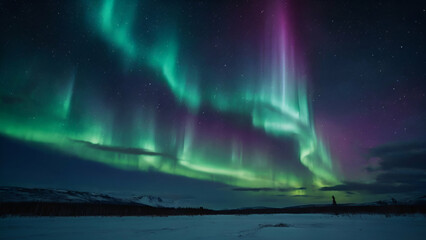 Majestic Sky with Aurora and Stars: Blue Northern Light 1





