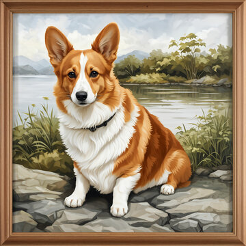 corgi sitting on the porch