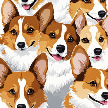 Group of corgis vector illustration pattern