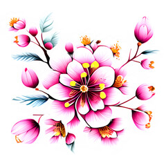 Pink Cherry flowers illustration 