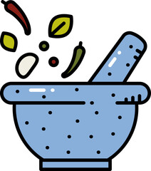Mortar and pestle line icon