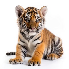 Fototapeta premium one tiger cub on a white background.